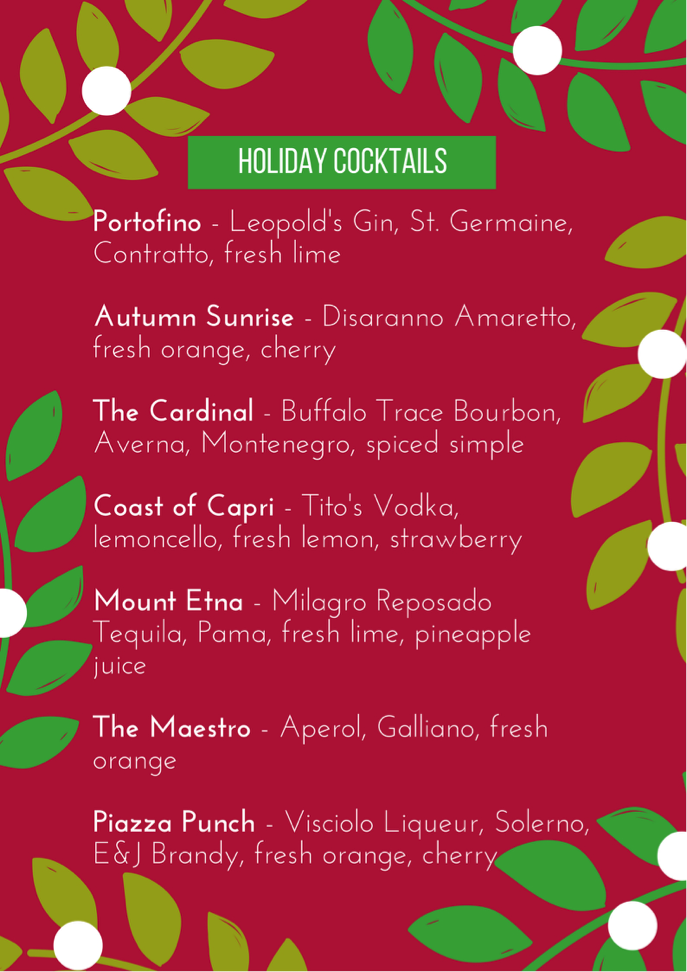 The 2016 Holiday Cocktail Collection at Carmine's on Penn